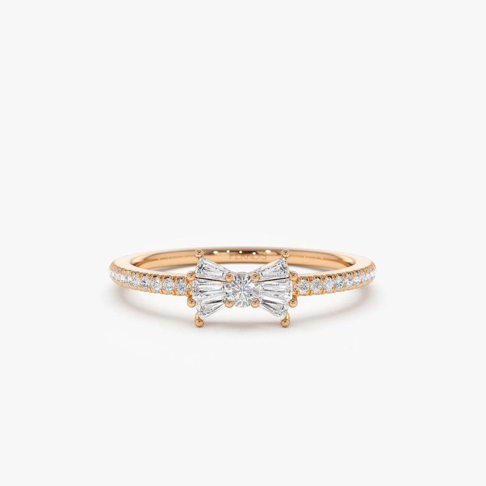 0.25 TCW Baguette and Round Cut Bow Moissanite Wedding Band