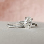 3.50CT Oval Cut Moissanite Pave Bridal Ring Set