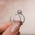 3.50CT Oval Cut Moissanite Pave Bridal Ring Set