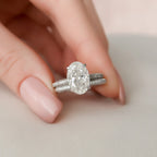 3.50CT Oval Cut Moissanite Pave Bridal Ring Set