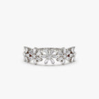 0.49 TCW Round & Baguette Cut Multi Flower Moissanite Wedding Band