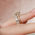 2.0CT Emerald Cut Moissanite Solitaire Bridal Ring Set