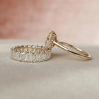 2.0CT Emerald Cut Moissanite Solitaire Bridal Ring Set