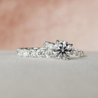 2.50CT Round Cut Moissanite Pave Bridal Ring Set