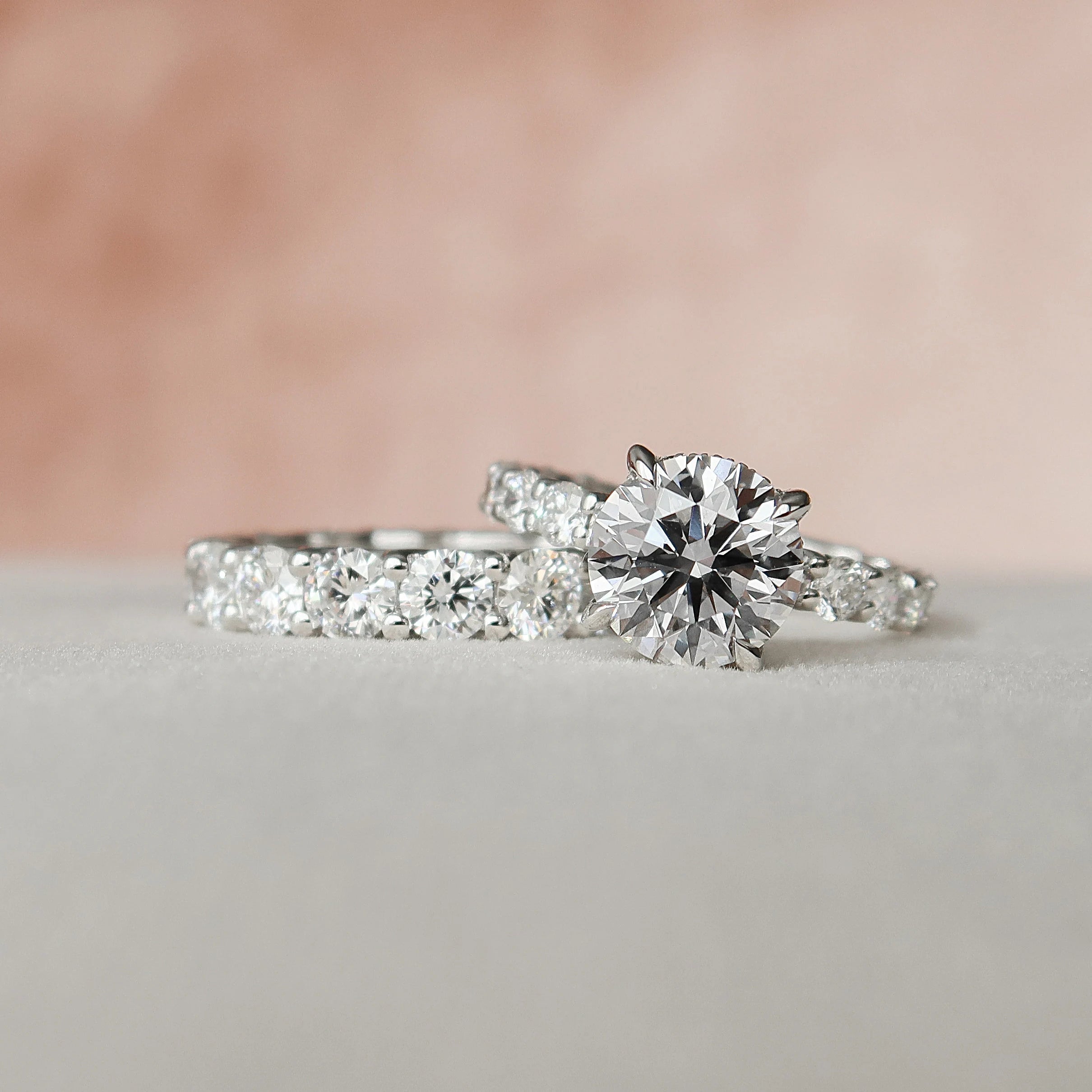 2.50CT Round Cut Moissanite Pave Bridal Ring Set