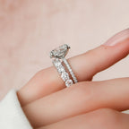 3.0CT Oval Cut Moissanite Pave Bridal Ring Set