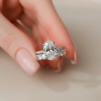 3.0CT Oval Cut Moissanite Pave Bridal Ring Set