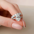 3.0CT Oval Cut Moissanite Pave Bridal Ring Set
