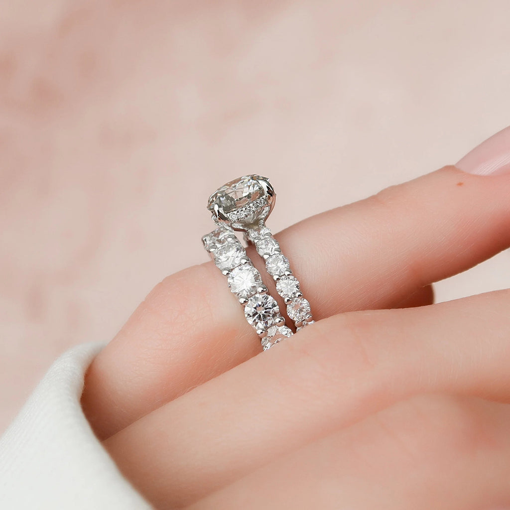 2.50CT Round Cut Moissanite Pave Bridal Ring Set