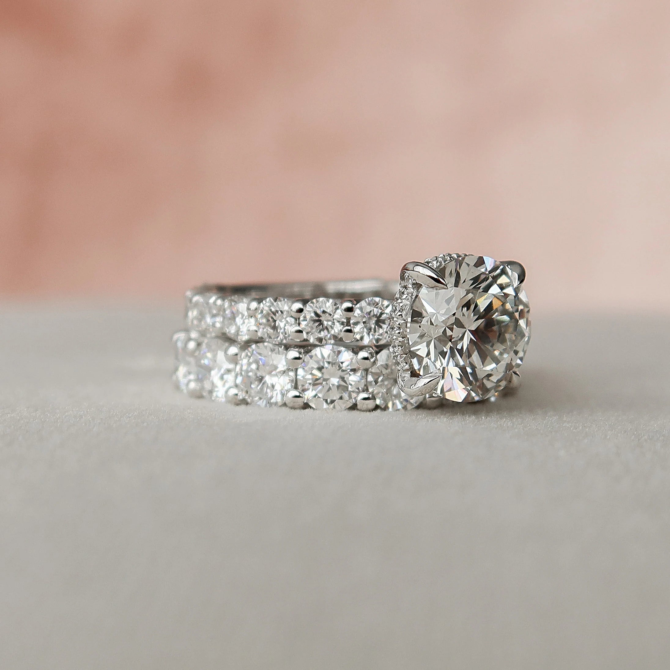 2.50CT Round Cut Moissanite Pave Bridal Ring Set
