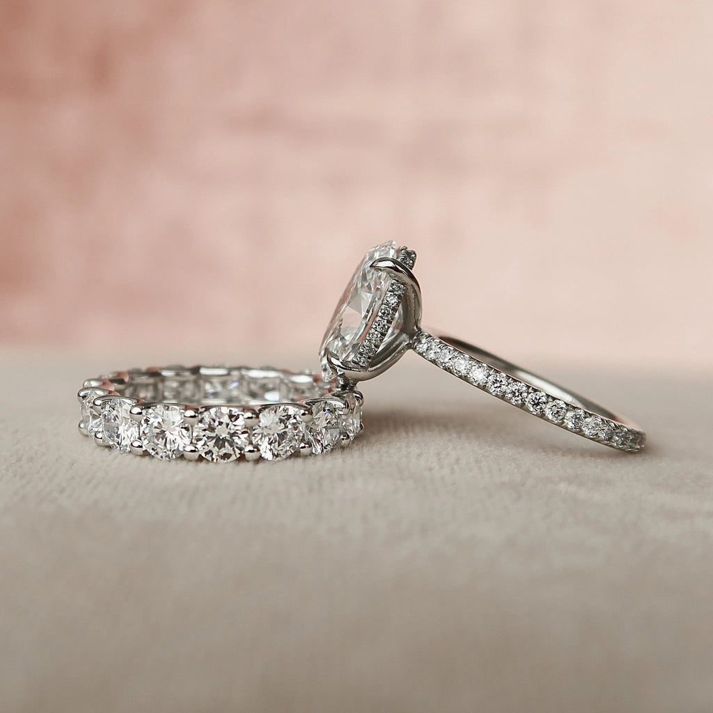3.0CT Oval Cut Moissanite Pave Bridal Ring Set
