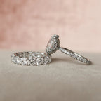 3.0CT Oval Cut Moissanite Pave Bridal Ring Set