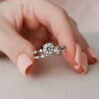 1.0CT Round Cut Moissanite Dainty Bridal Ring Set