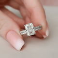 3.0CT Radiant Cut Moissanite Pave Bridal Ring Set