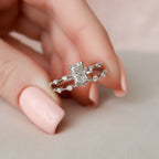 1.0CT Radiant Cut Moissanite Solitaire Bridal Ring Set