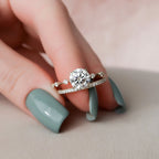 1.50CT Round Brilliant Cut Moissanite Dainty Bridal Ring Set