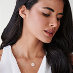 0.84 TCW Round Cut Halo Setting Circle Moissanite Diamond Necklace