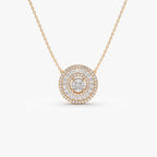 0.84 TCW Round Cut Halo Setting Circle Moissanite Diamond Necklace