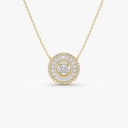0.84 TCW Round Cut Halo Setting Circle Moissanite Diamond Necklace