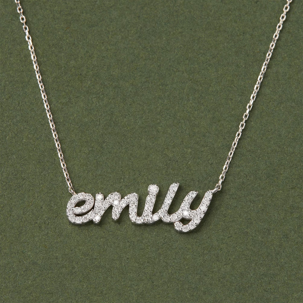 1.0 TCW Customized Nameplate Moissanite Diamond Necklace for Women