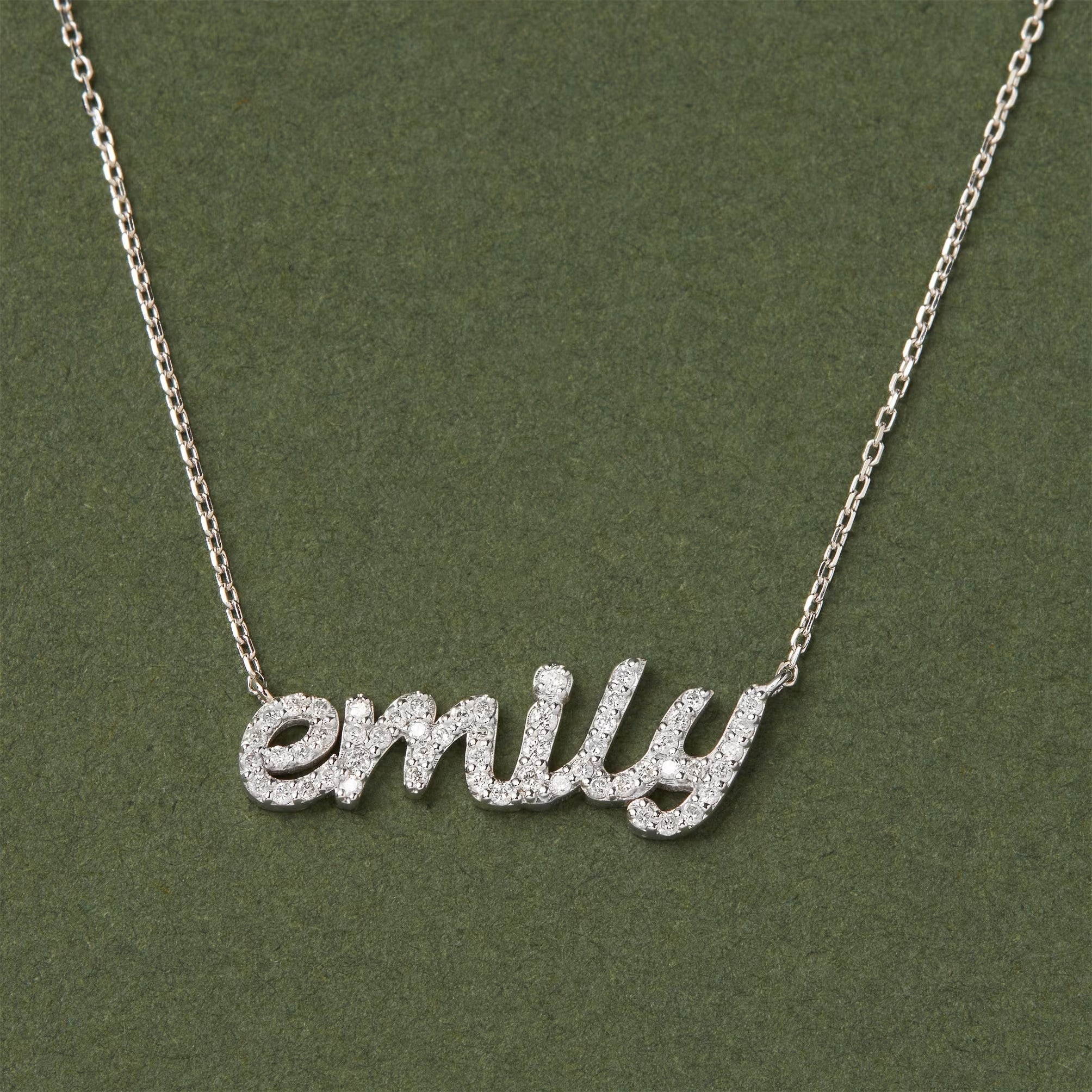 1.0 TCW Customized Nameplate Moissanite Diamond Necklace for Women