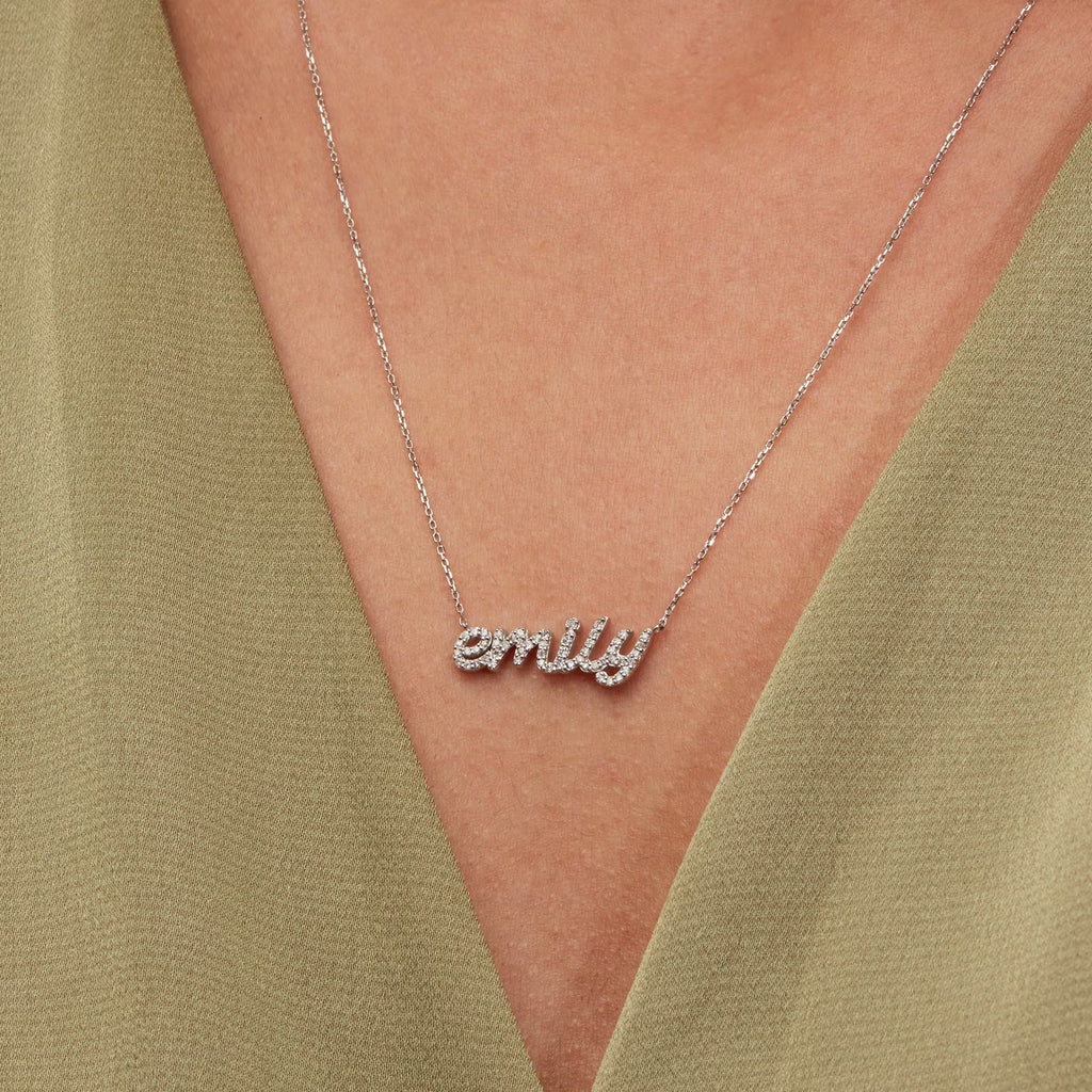 1.0 TCW Customized Nameplate Moissanite Diamond Necklace for Women