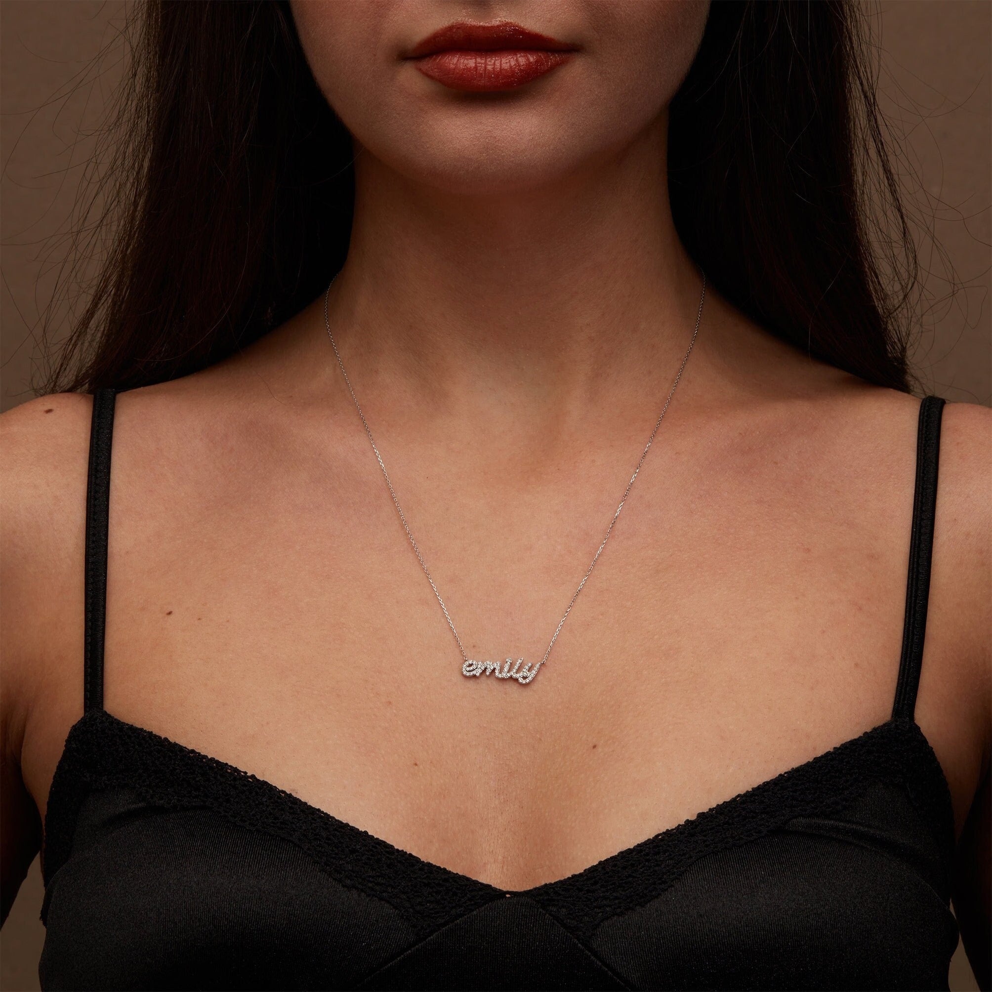 1.0 TCW Customized Nameplate Moissanite Diamond Necklace for Women