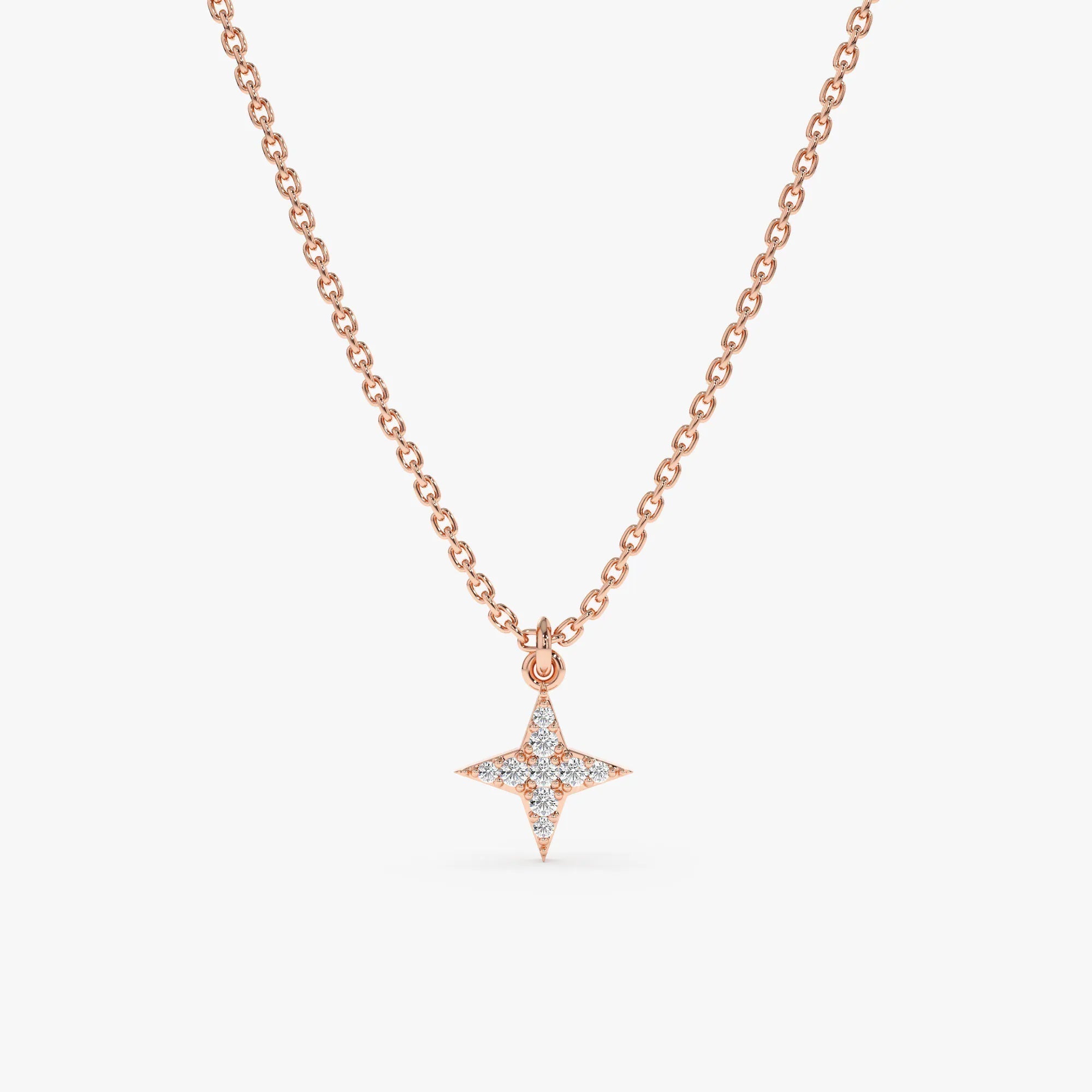 0.07 TCW Round Cut North Star Moissanite Diamond Necklace