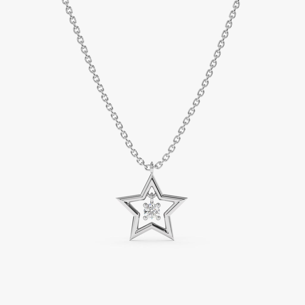 0.05 TCW Round Cut Small Star Charm Moissanite Diamond Necklace