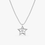 0.05 TCW Round Cut Small Star Charm Moissanite Diamond Necklace