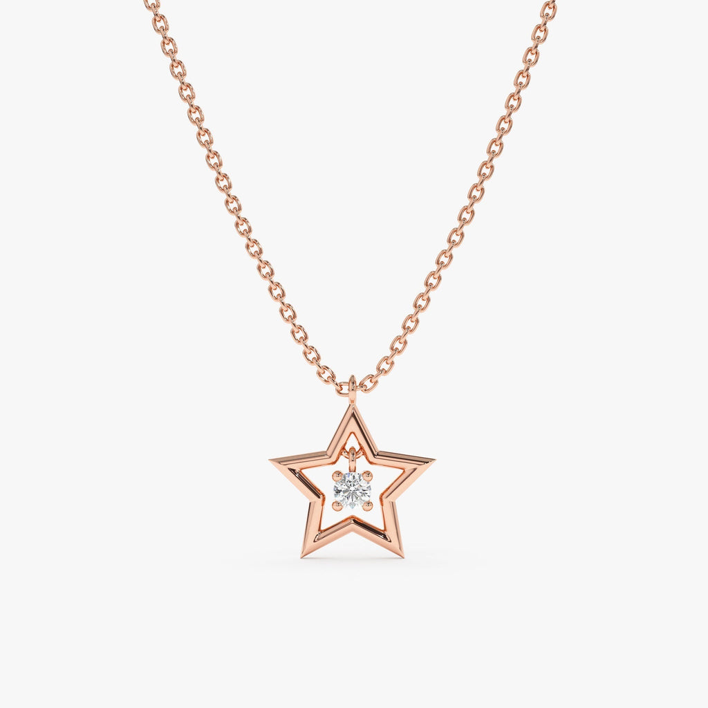 0.05 TCW Round Cut Small Star Charm Moissanite Diamond Necklace