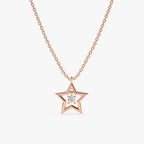 0.05 TCW Round Cut Small Star Charm Moissanite Diamond Necklace