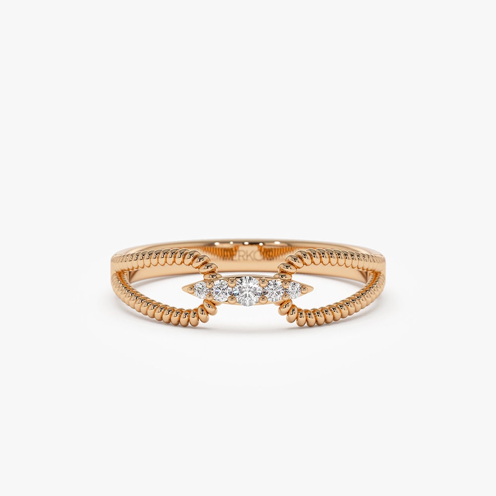 0.07 TCW Round Cut Double Rope Moissanite Wedding Band