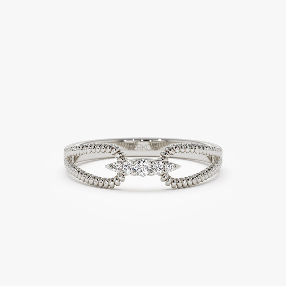 0.07 TCW Round Cut Double Rope Moissanite Wedding Band