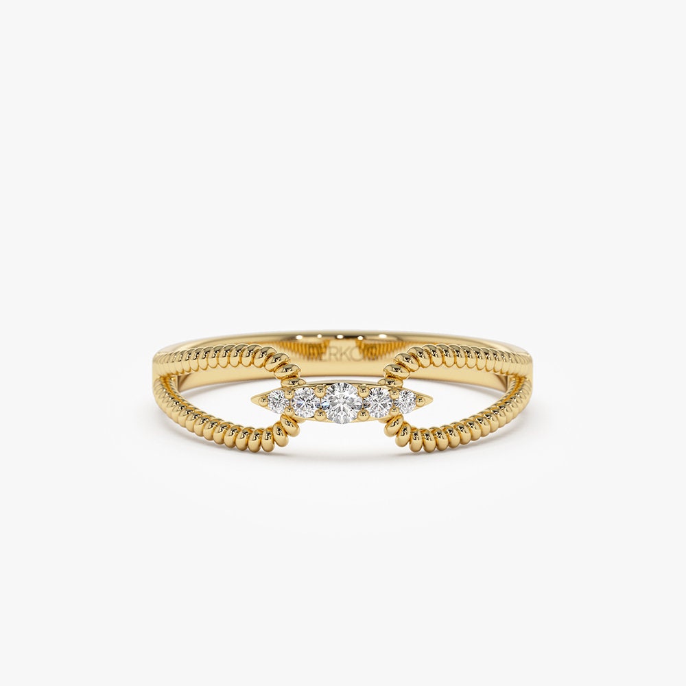 0.07 TCW Round Cut Double Rope Moissanite Wedding Band