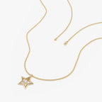 0.05 TCW Round Cut Small Star Charm Moissanite Diamond Necklace