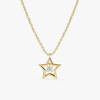 0.05 TCW Round Cut Small Star Charm Moissanite Diamond Necklace