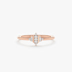 0.08 TCW Baguette & Round Cut Cluster Gold Moissanite Wedding Band