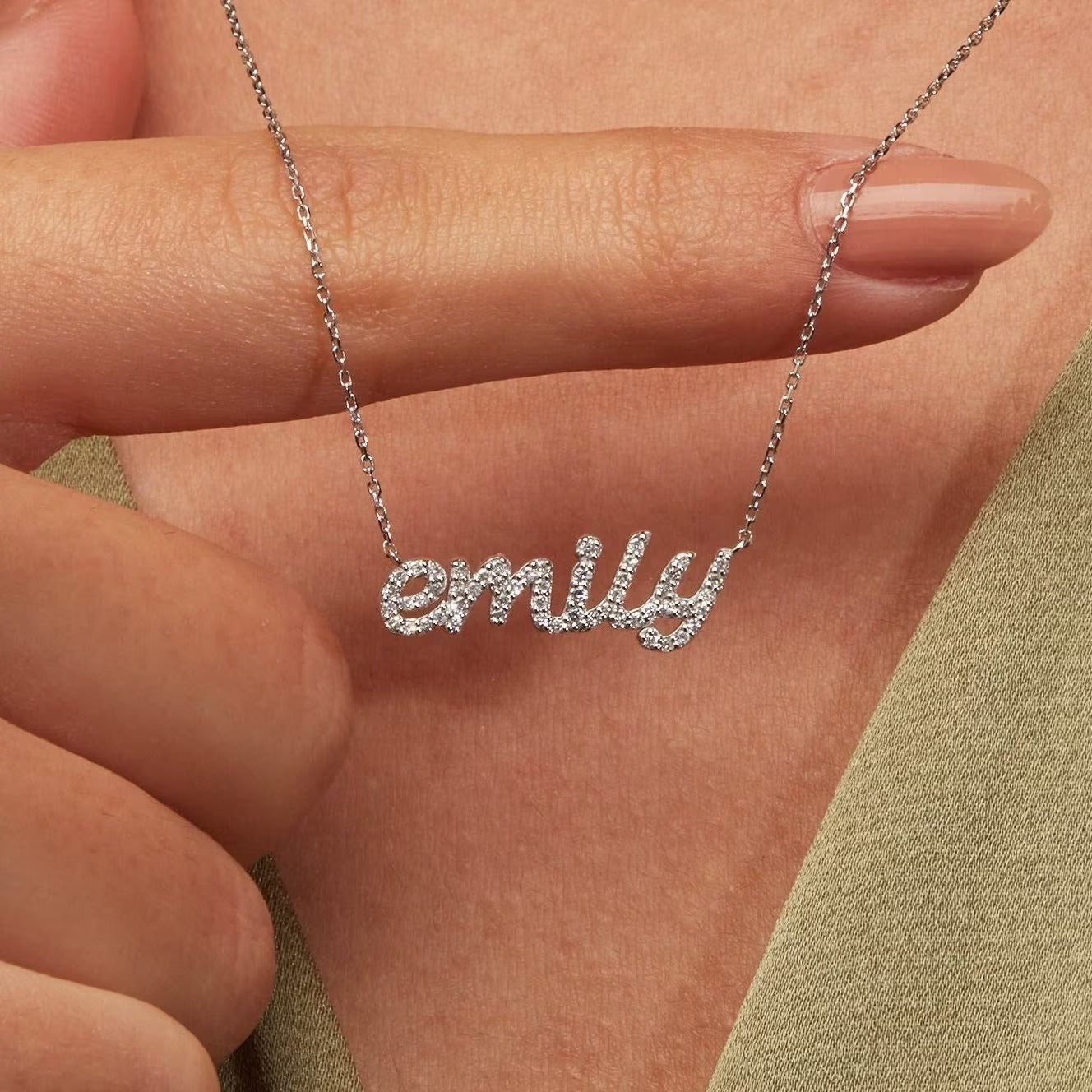 1.0 TCW Customized Nameplate Moissanite Diamond Necklace for Women