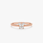 0.18 TCW Round & Marquise Cut Butterfly Gold Moissanite Wedding Band