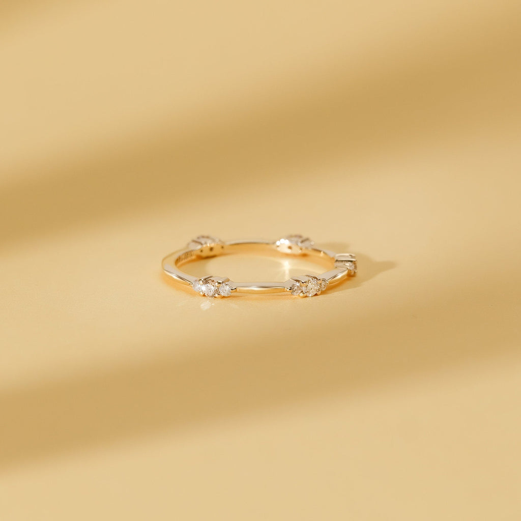 0.25 TCW Round Cut Dainty Moissanite Wedding Band