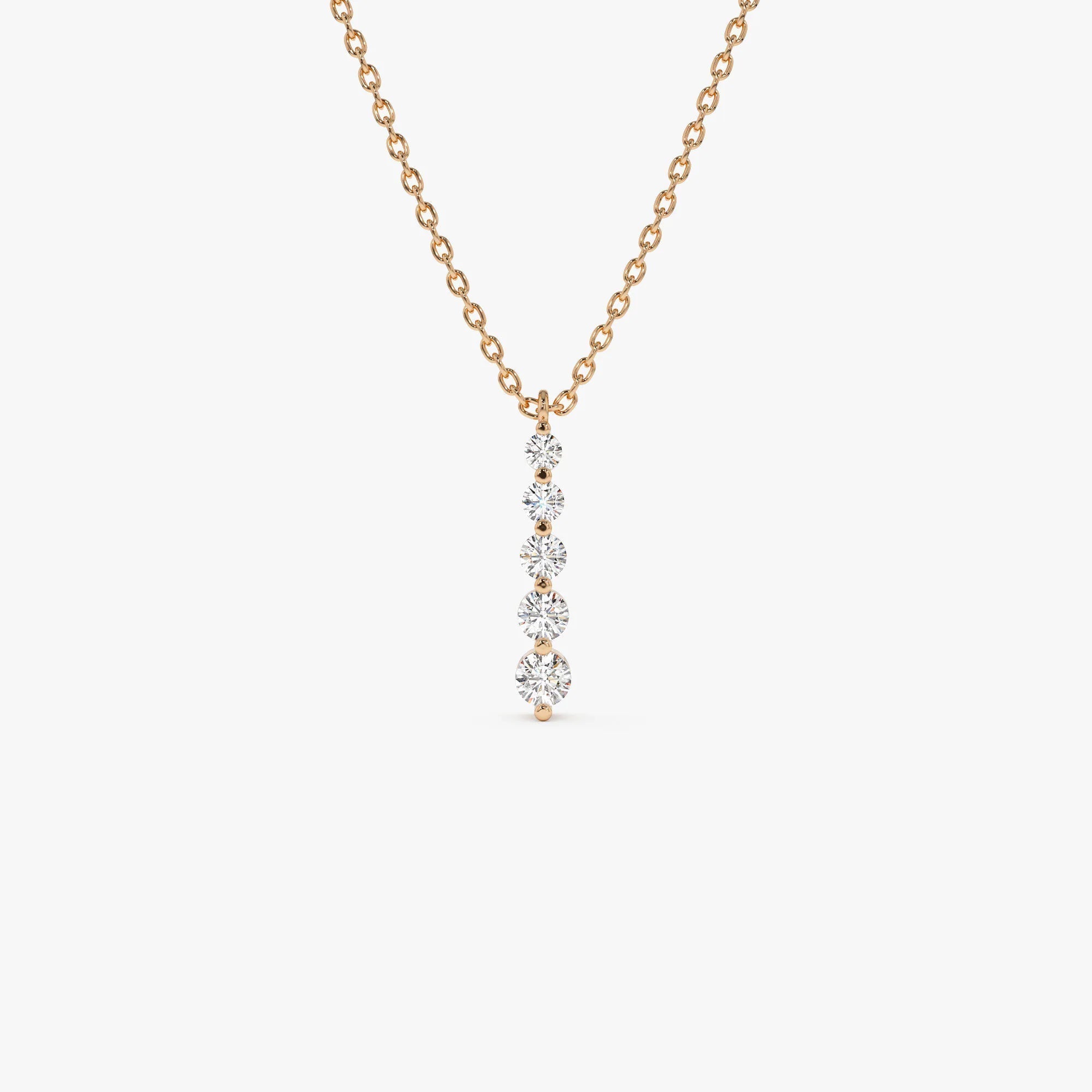 0.22 TCW Round Cut Layered Five Stone Moissanite Diamond Necklace