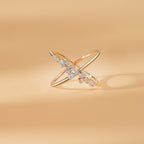 0.39 TCW Round Cut Cross Statement Moissanite Wedding Band