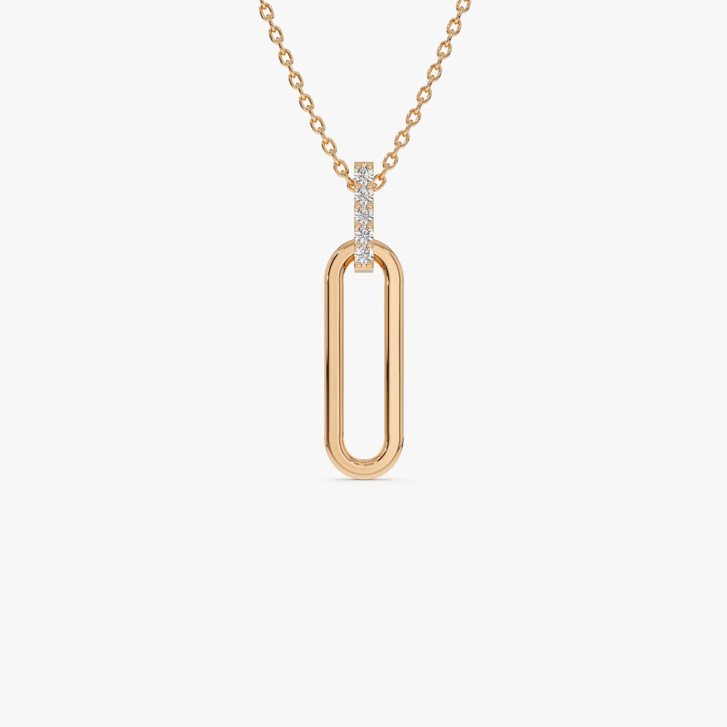 0.05 TCW Round Cut Gold Paper Clip Link Moissanite Diamond Necklace