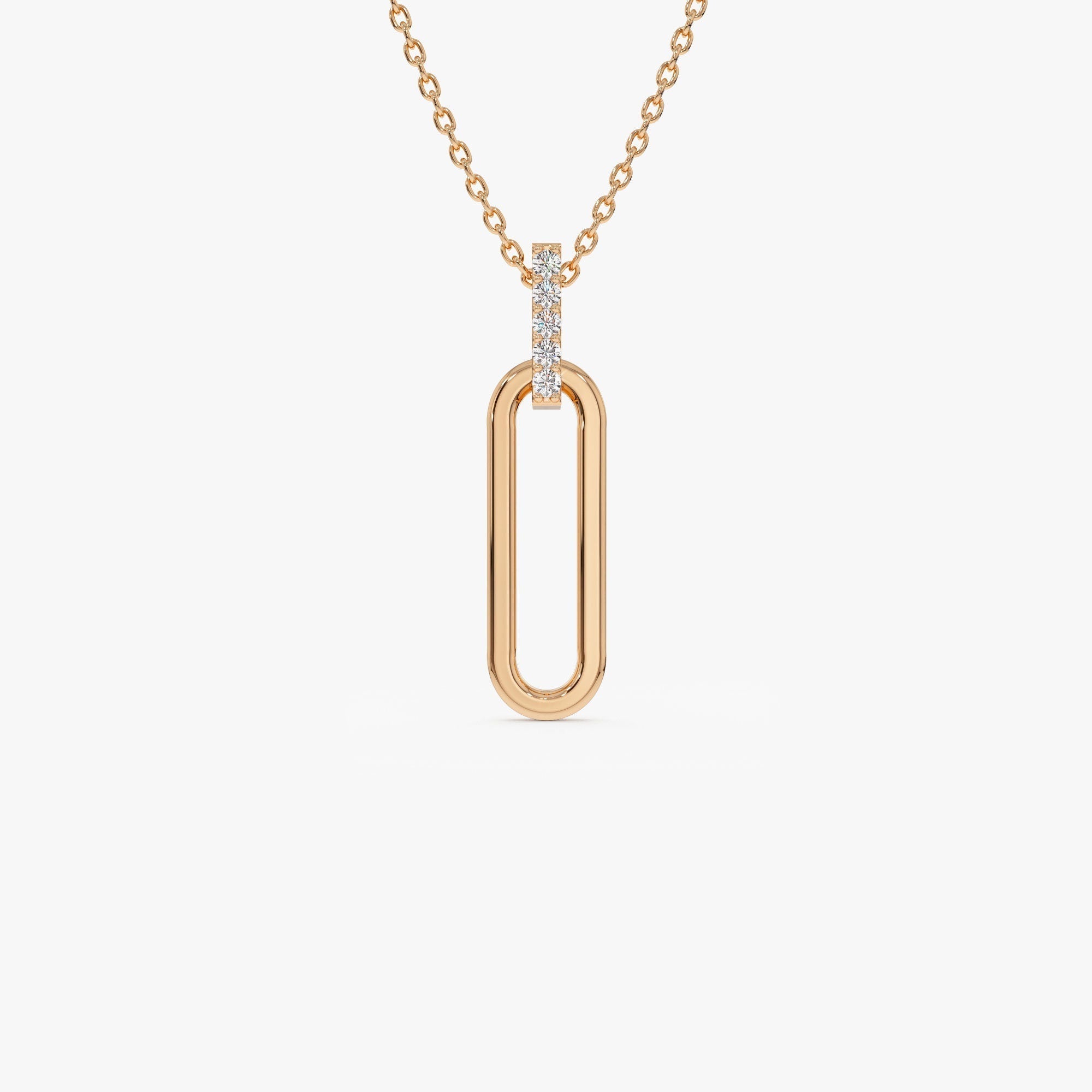 0.05 TCW Round Cut Gold Paper Clip Link Moissanite Diamond Necklace
