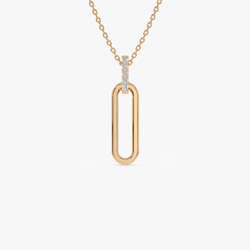 0.05 TCW Round Cut Gold Paper Clip Link Moissanite Diamond Necklace