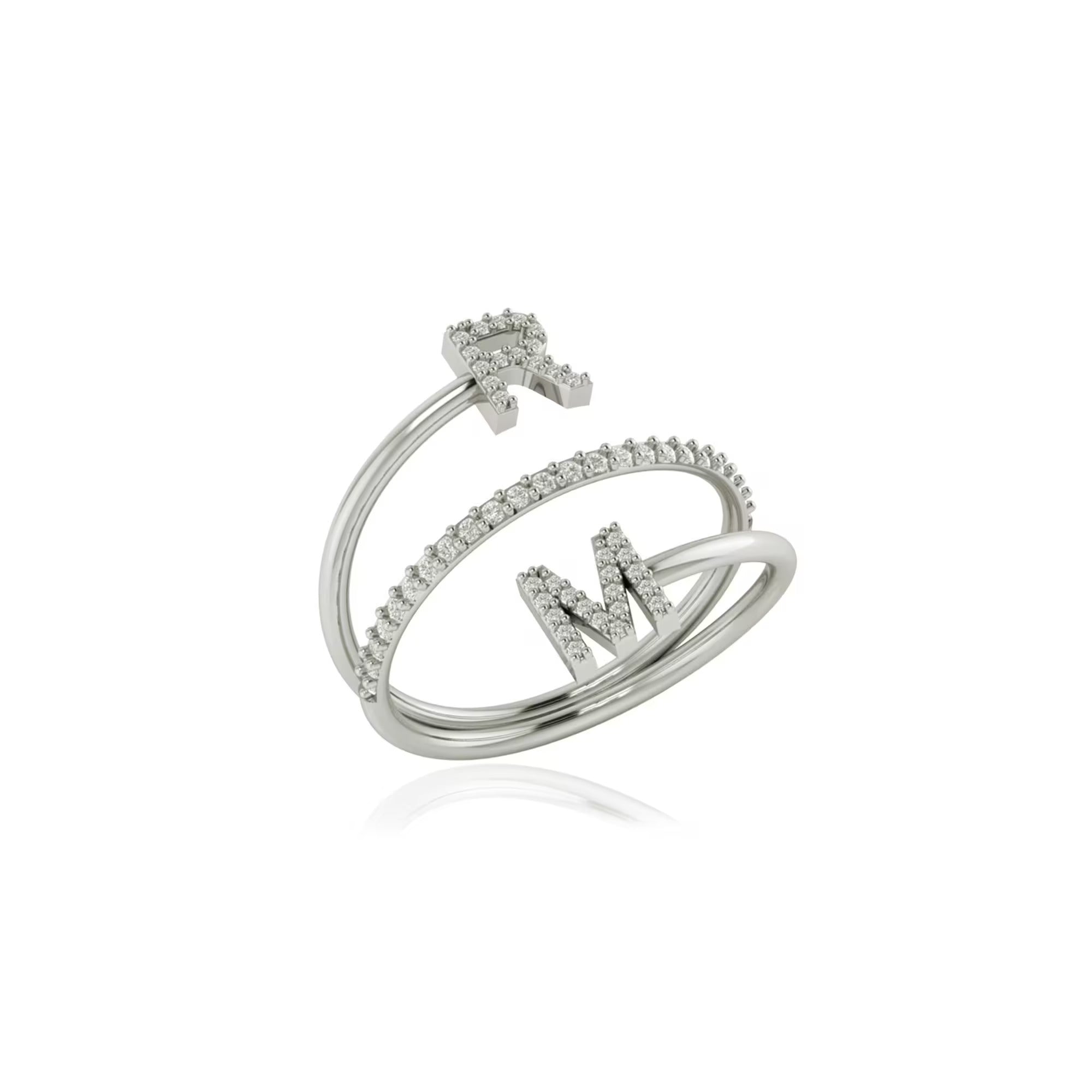 0.25 TCW Round Cut Double Letter Moissanite Wedding Band
