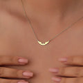 Solid Plain Gold Halloween Dainty Bat Pendant Necklace