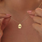 Solid Plain Gold Halloween Skull Ghost Pendant Necklace