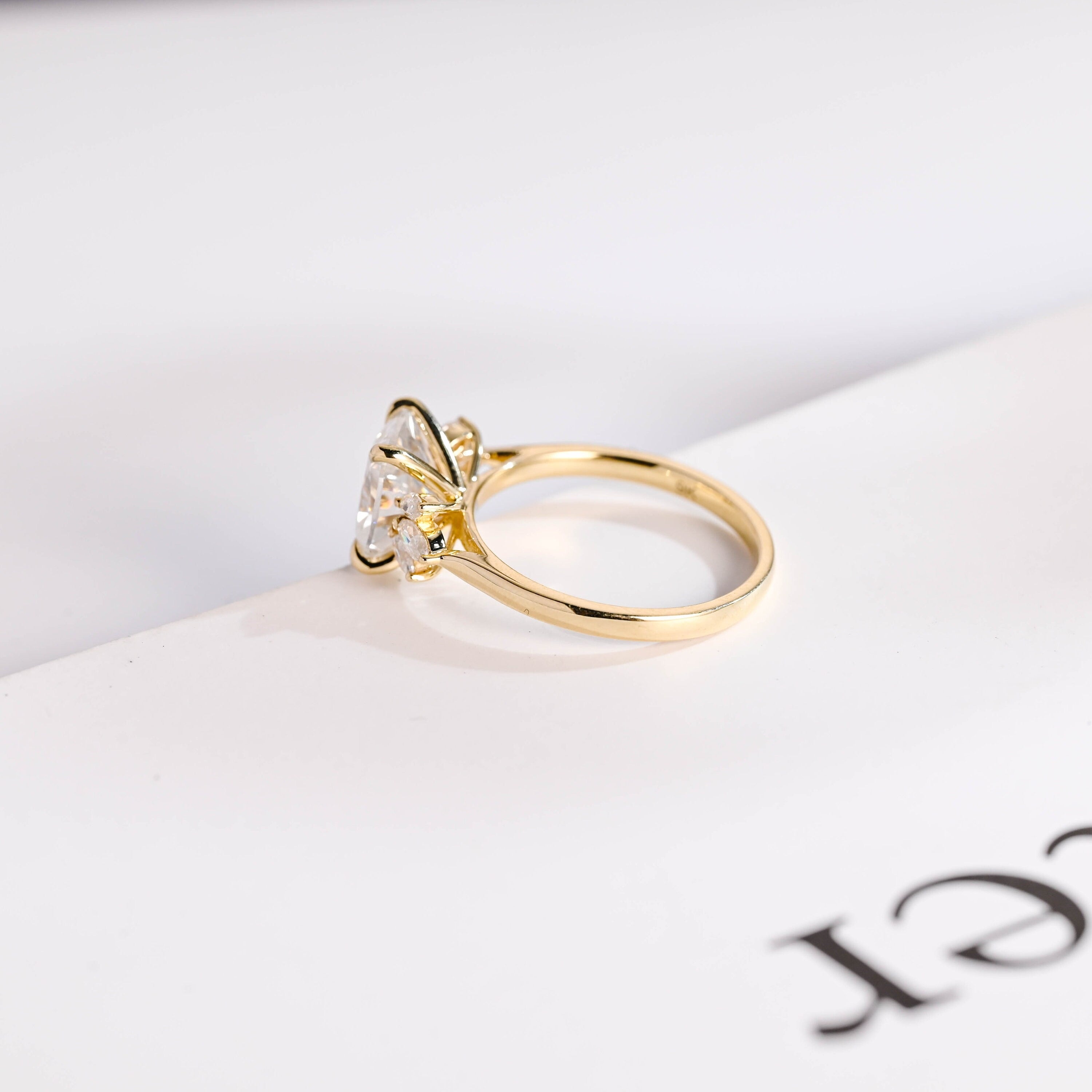 Solid Gold Elongated Cushion Moissanite Engagement Ring, Promise Ring